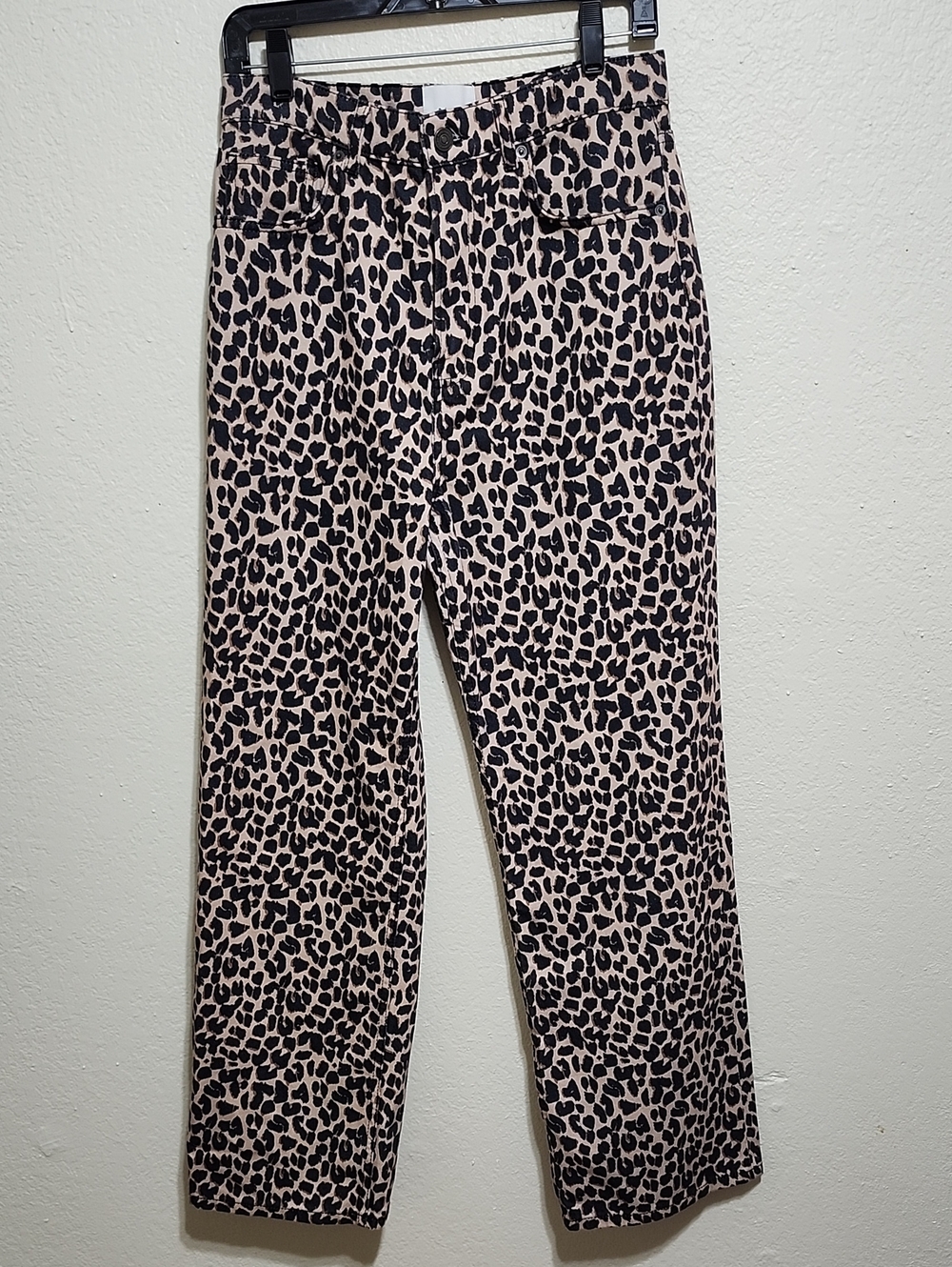 Reformation Cary High Rise Slouchy Straight Leg Jeans Leopard Print Size 28 Lux